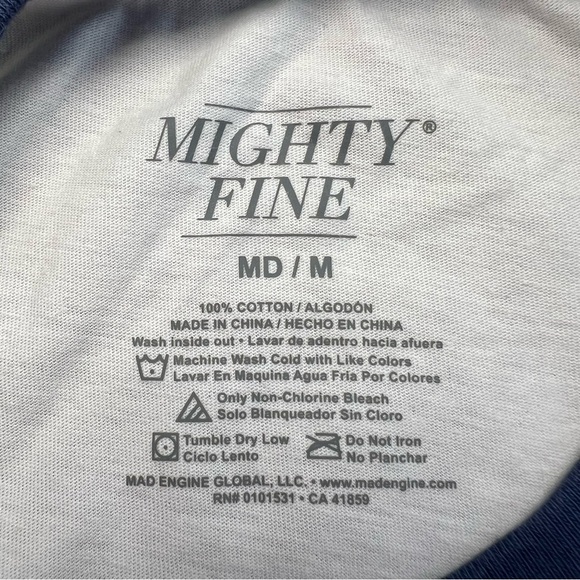 Mighty Fine La Dolce Vita Graphic Ringer Tee Sz M White/Navy - Picture 5 of 7